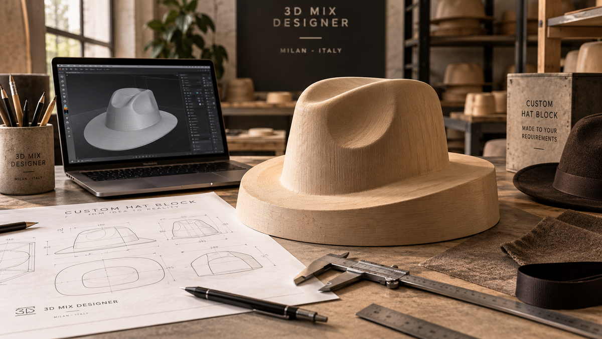 Custom professional hat block design and production by 3D Mix Designer
