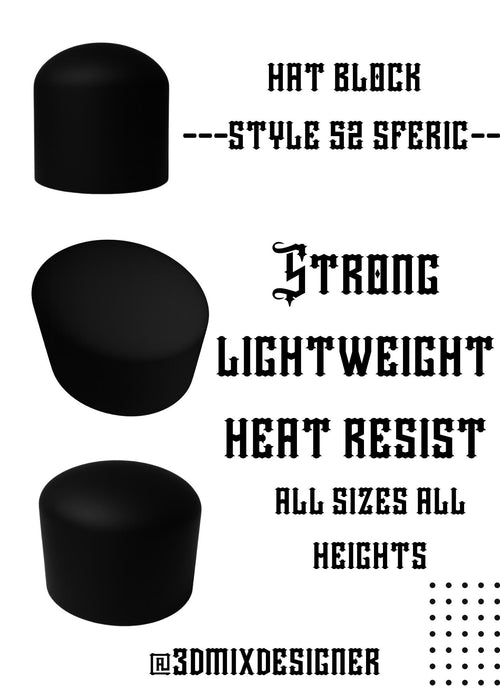 3D Printed Millinery Hat Block sferic style 52 – Handmade Resin Mold (Height 12 cm-23 cm) for Fedoras, Cloche & Wide-Brim Hats