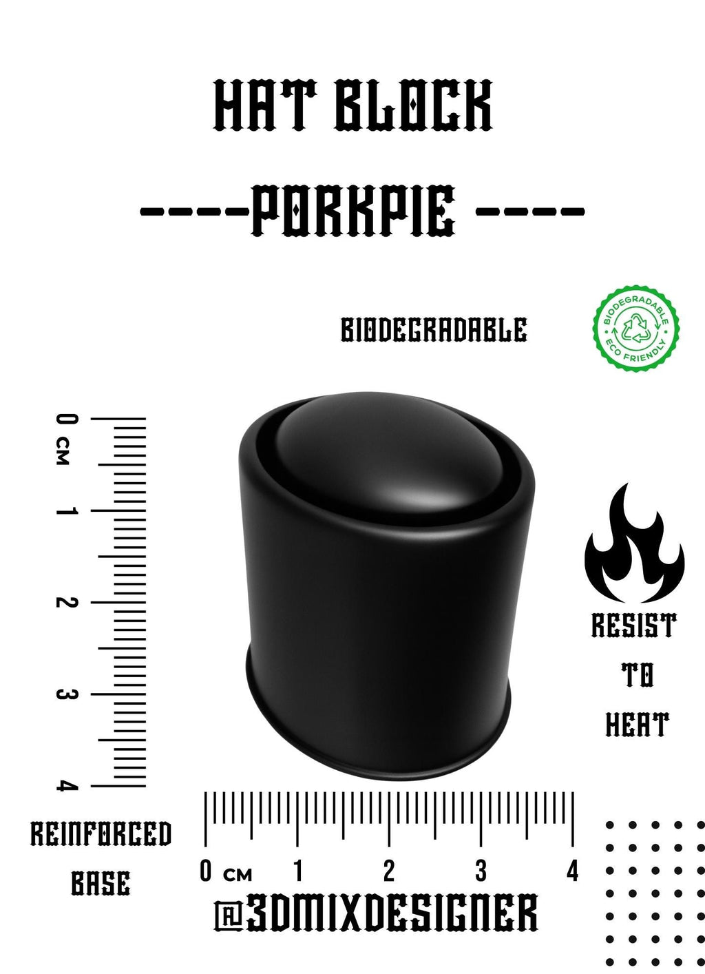 Blocco per cappello hat block handmade pork pie per cappelleria