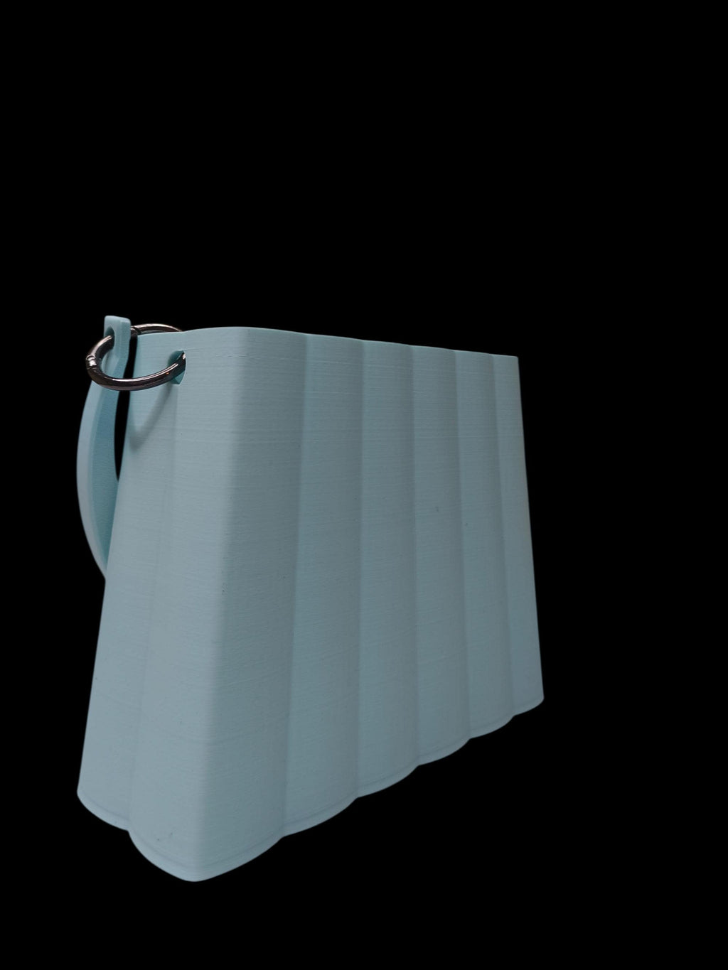 Borsa Design Stampata in 3D – Handbag Geometrica con Manico Rigido, Colore Azzurro Pastello – Moda Artigianale Made in Italy