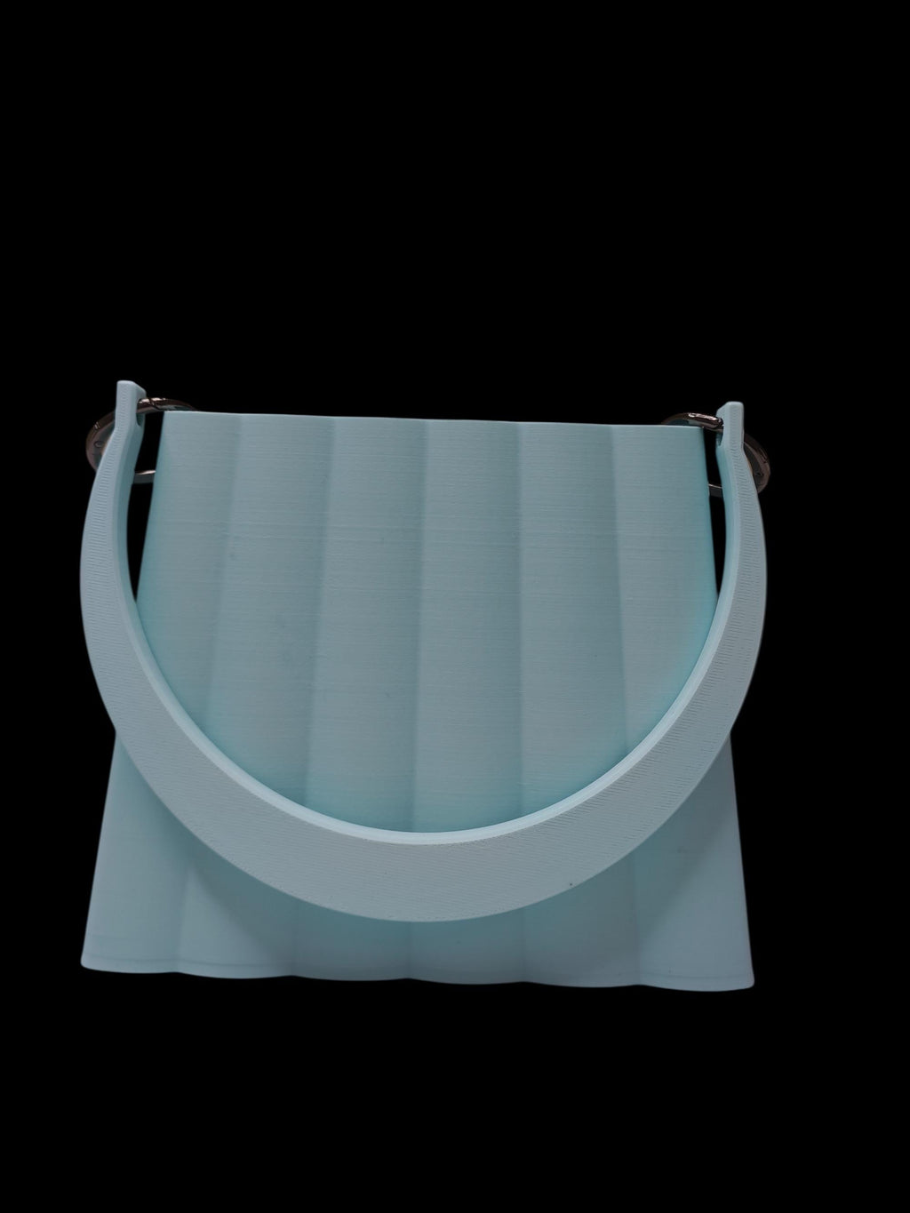 Borsa Design Stampata in 3D – Handbag Geometrica con Manico Rigido, Colore Azzurro Pastello – Moda Artigianale Made in Italy