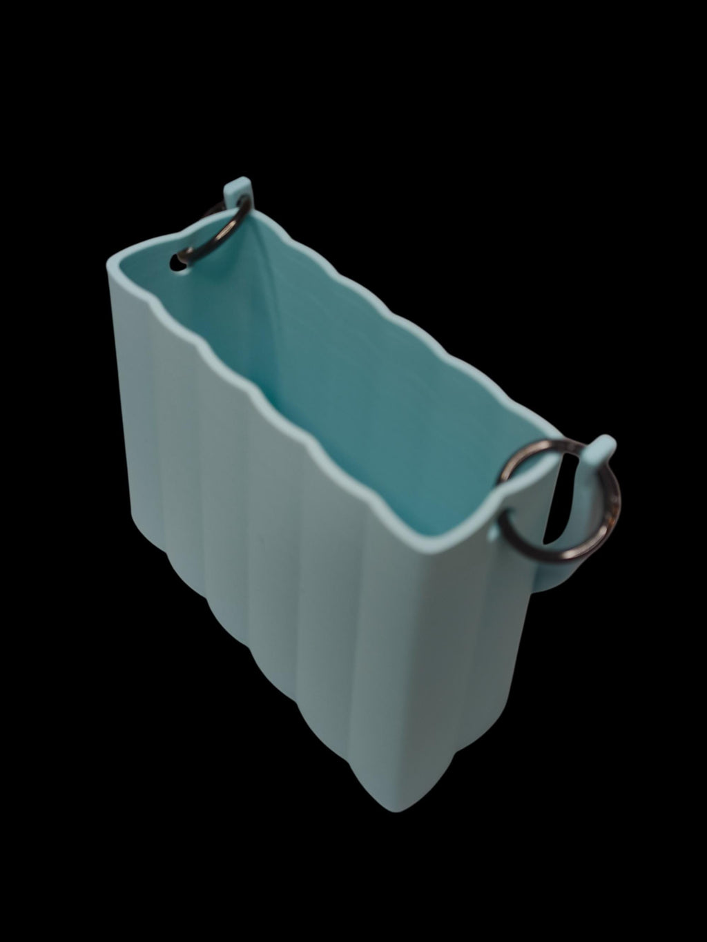 Borsa Design Stampata in 3D – Handbag Geometrica con Manico Rigido, Colore Azzurro Pastello – Moda Artigianale Made in Italy
