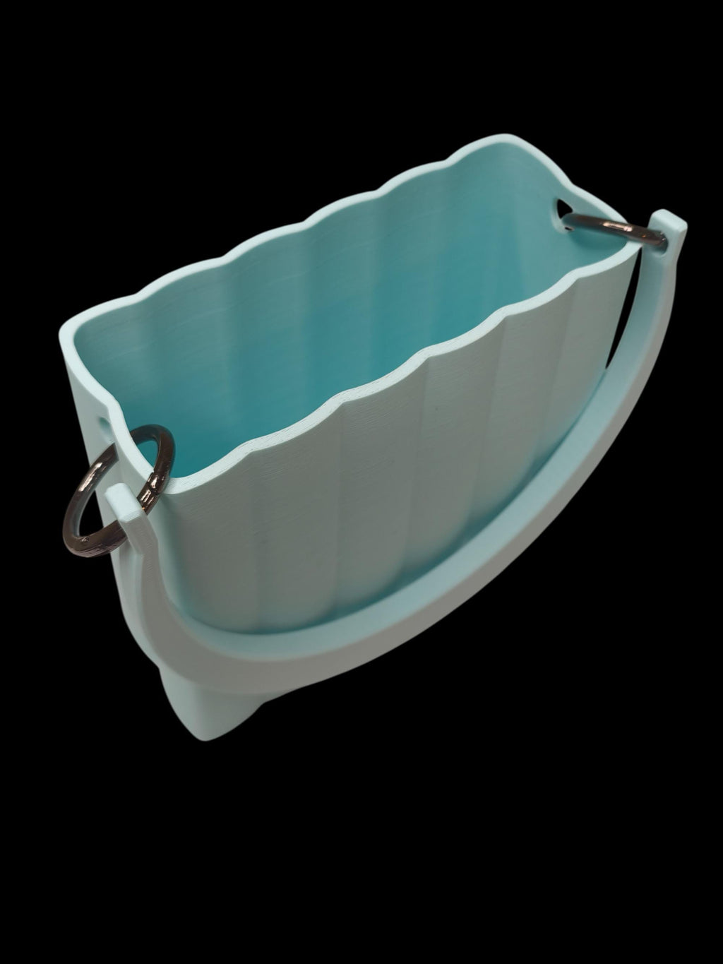 Borsa Design Stampata in 3D – Handbag Geometrica con Manico Rigido, Colore Azzurro Pastello – Moda Artigianale Made in Italy