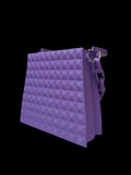 Borsa Design Viola Stampata in 3D – Handbag Geometrica con Catena e Manico Rigido – Moda Artigianale Made in Italy