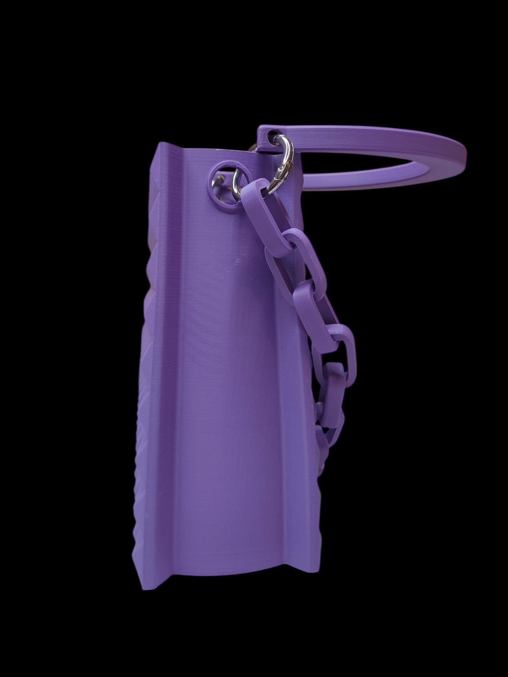 Borsa Design Viola Stampata in 3D – Handbag Geometrica con Catena e Manico Rigido – Moda Artigianale Made in Italy