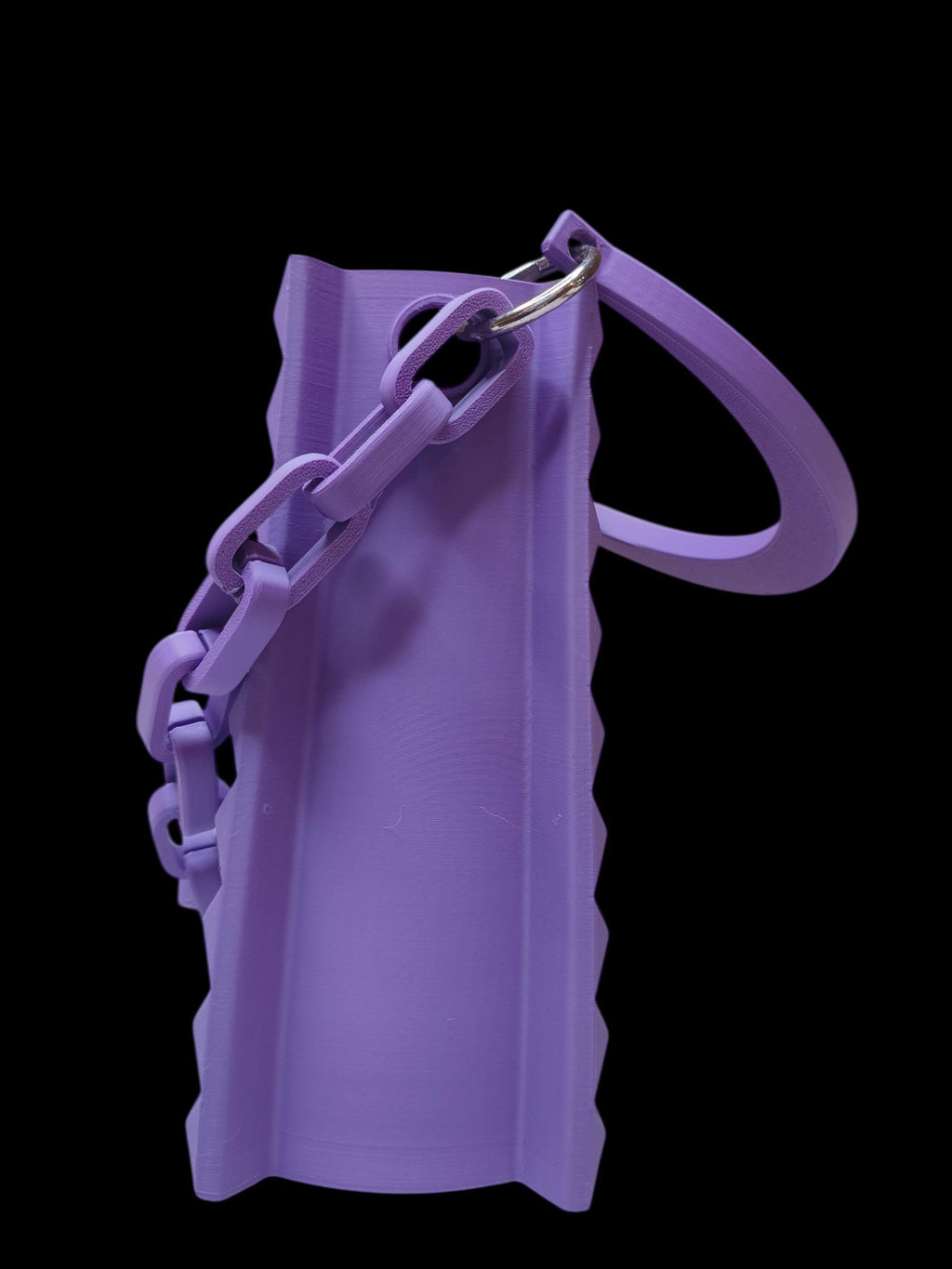 Borsa Design Viola Stampata in 3D – Handbag Geometrica con Catena e Manico Rigido – Moda Artigianale Made in Italy
