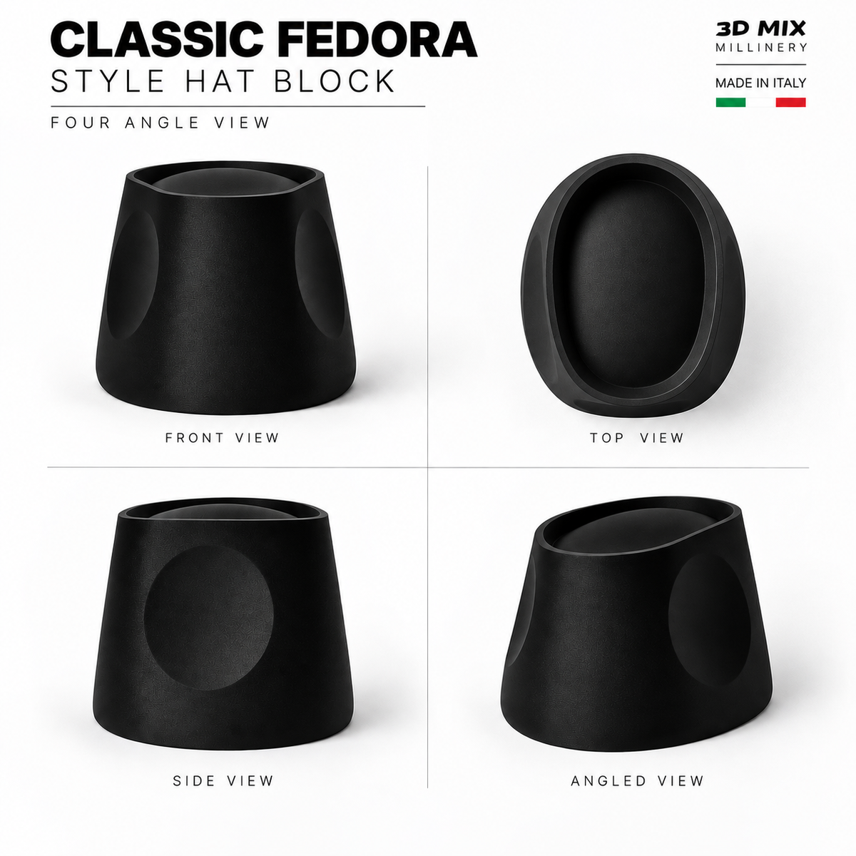 Classic Fedora Style Hat Block – Professional Millinery Block in PETG