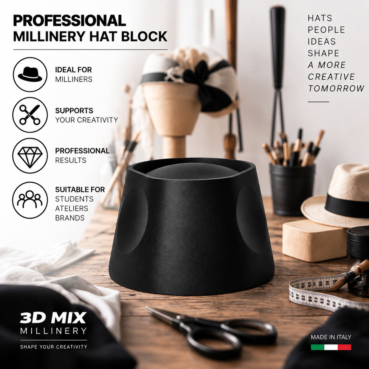 Classic Fedora Style Hat Block – Professional Millinery Block in PETG