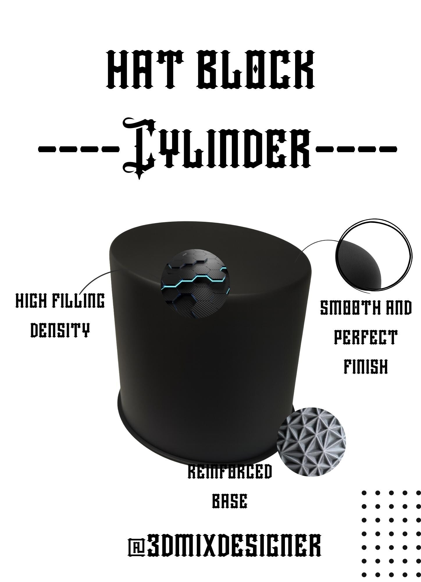 Cilindro Hat Block  for hat maker all 3d printed all Height. All size 55-62