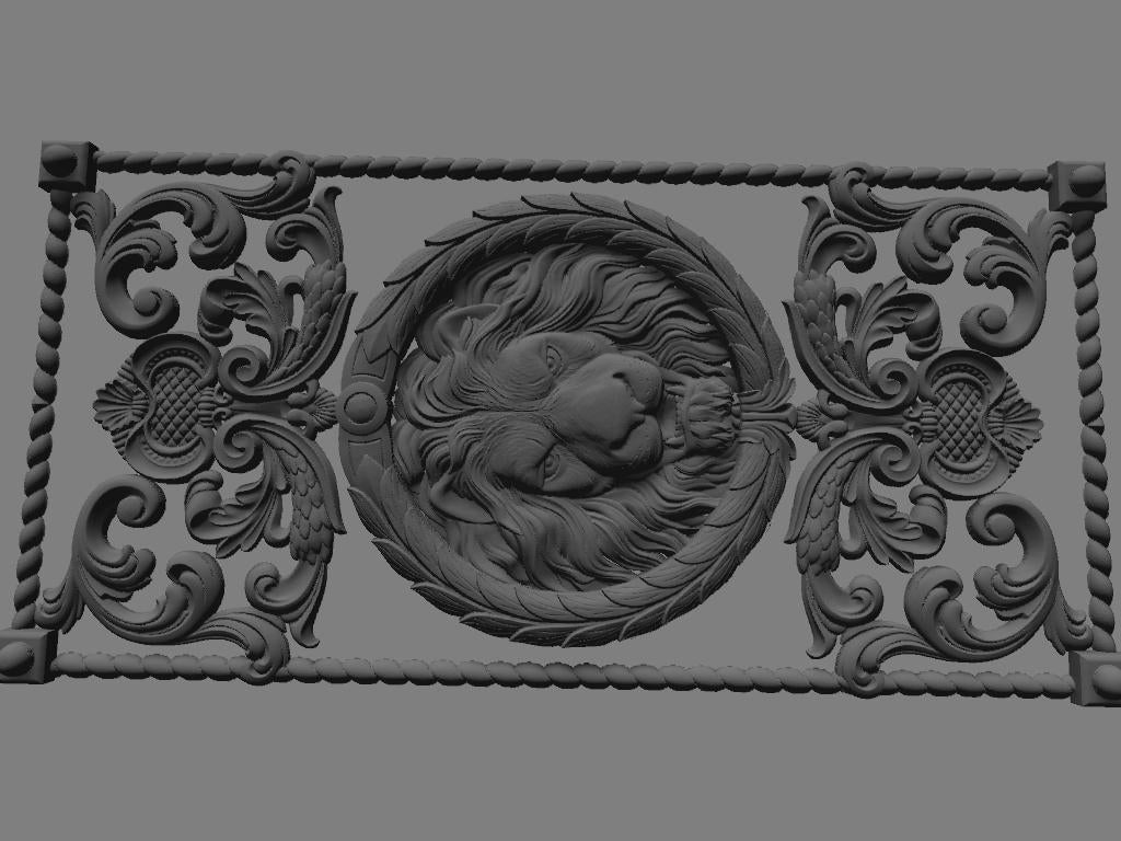 Disegno 3D di Leone con Cornice per Decorazione Porta | File digitale ad alta risoluzione per stampa su misura