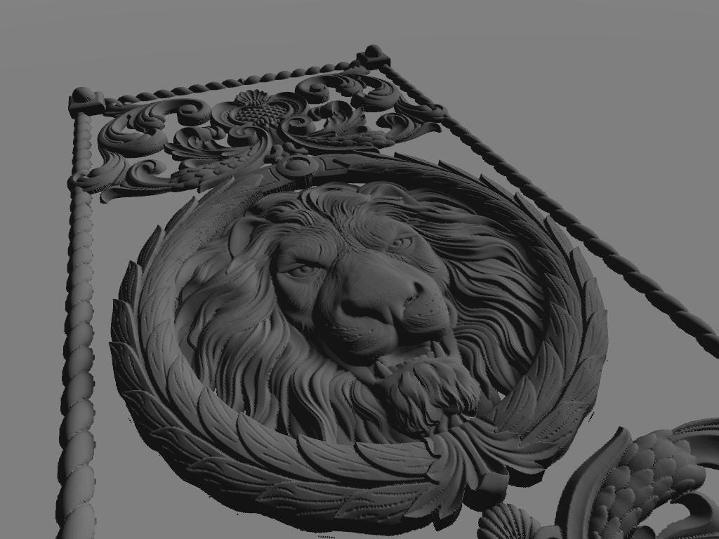 Disegno 3D di Leone con Cornice per Decorazione Porta | File digitale ad alta risoluzione per stampa su misura