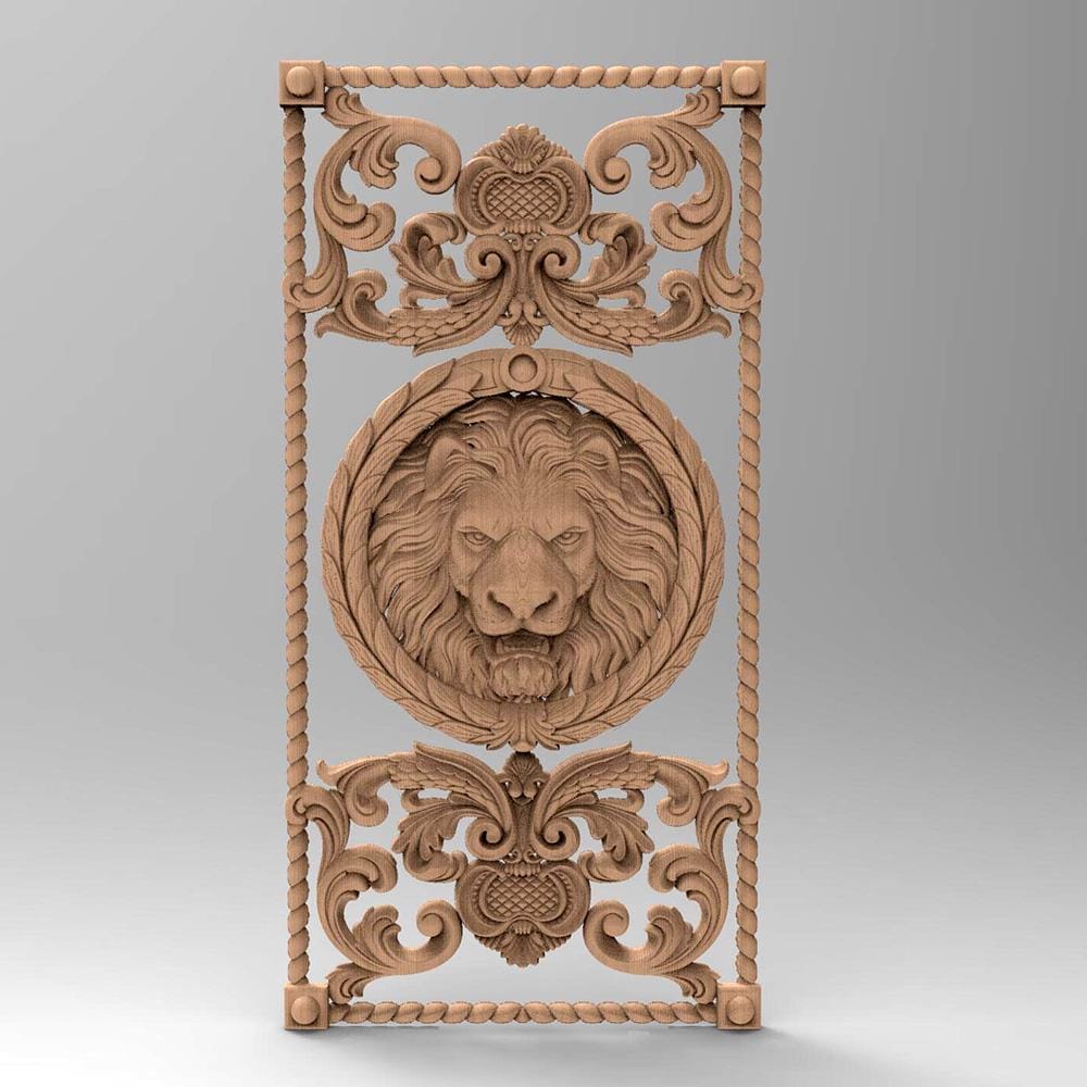 Disegno 3D di Leone con Cornice per Decorazione Porta | File digitale ad alta risoluzione per stampa su misura