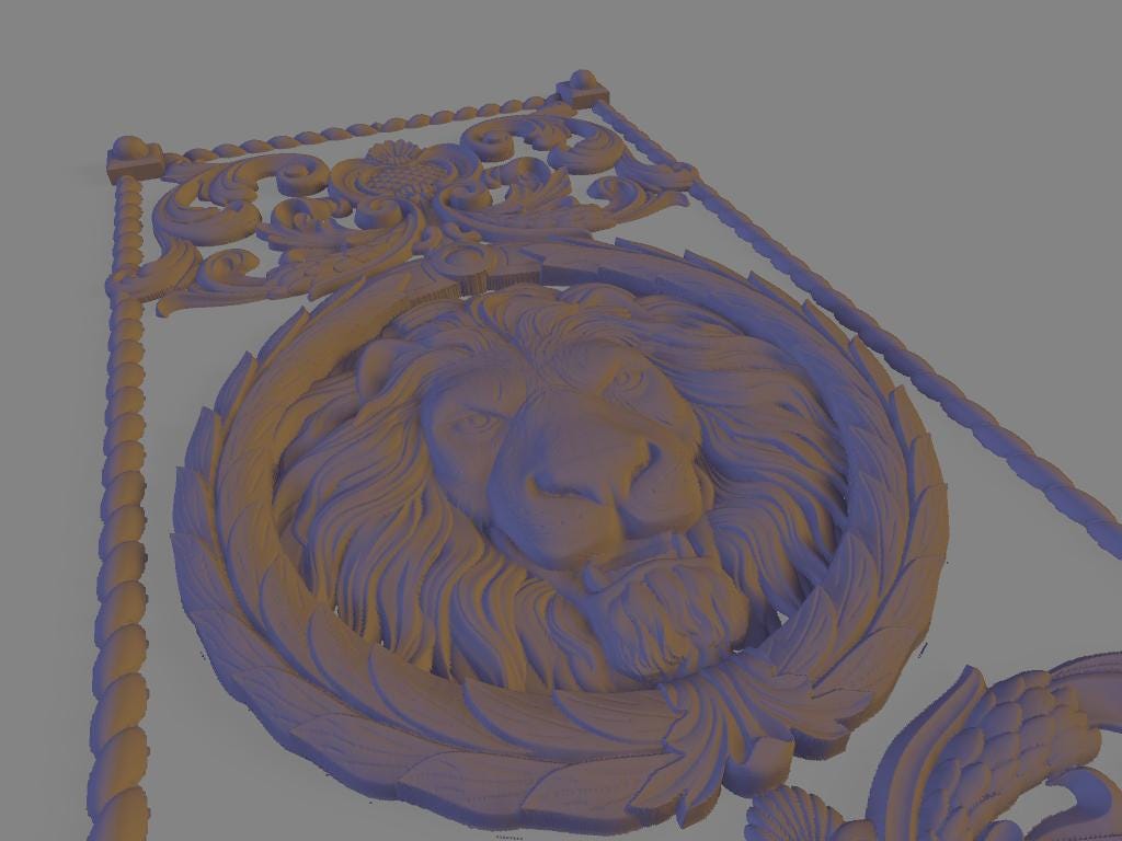 Disegno 3D di Leone con Cornice per Decorazione Porta | File digitale ad alta risoluzione per stampa su misura