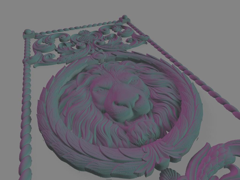 Disegno 3D di Leone con Cornice per Decorazione Porta | File digitale ad alta risoluzione per stampa su misura
