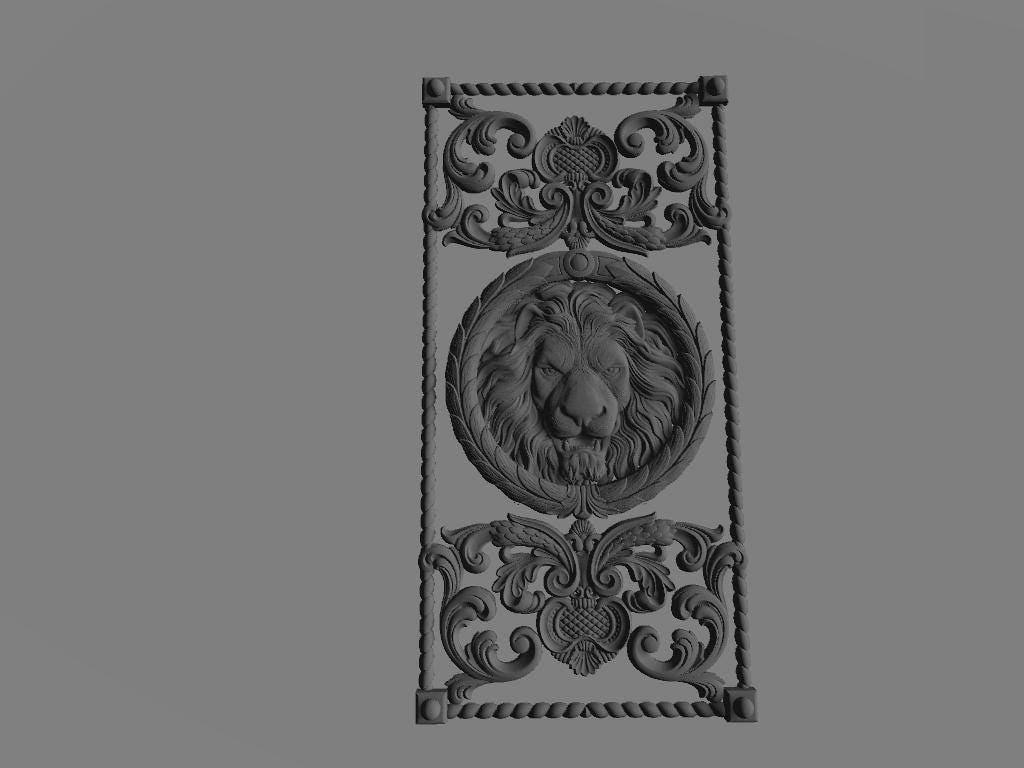 Disegno 3D di Leone con Cornice per Decorazione Porta | File digitale ad alta risoluzione per stampa su misura