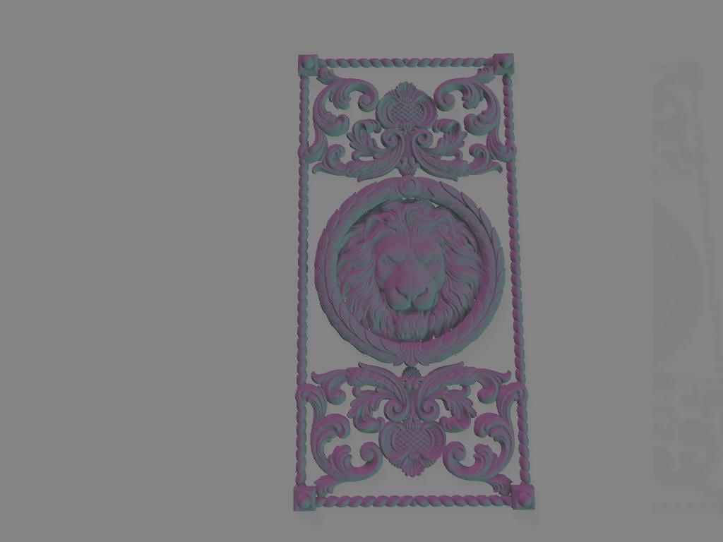 Disegno 3D di Leone con Cornice per Decorazione Porta | File digitale ad alta risoluzione per stampa su misura