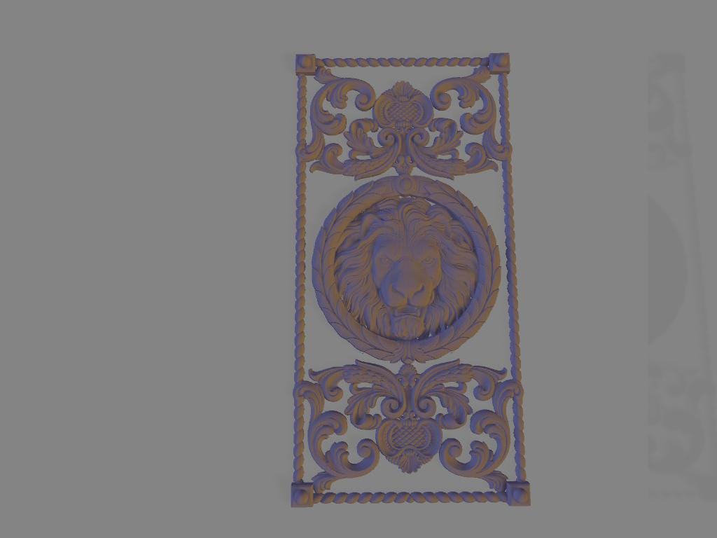 Disegno 3D di Leone con Cornice per Decorazione Porta | File digitale ad alta risoluzione per stampa su misura