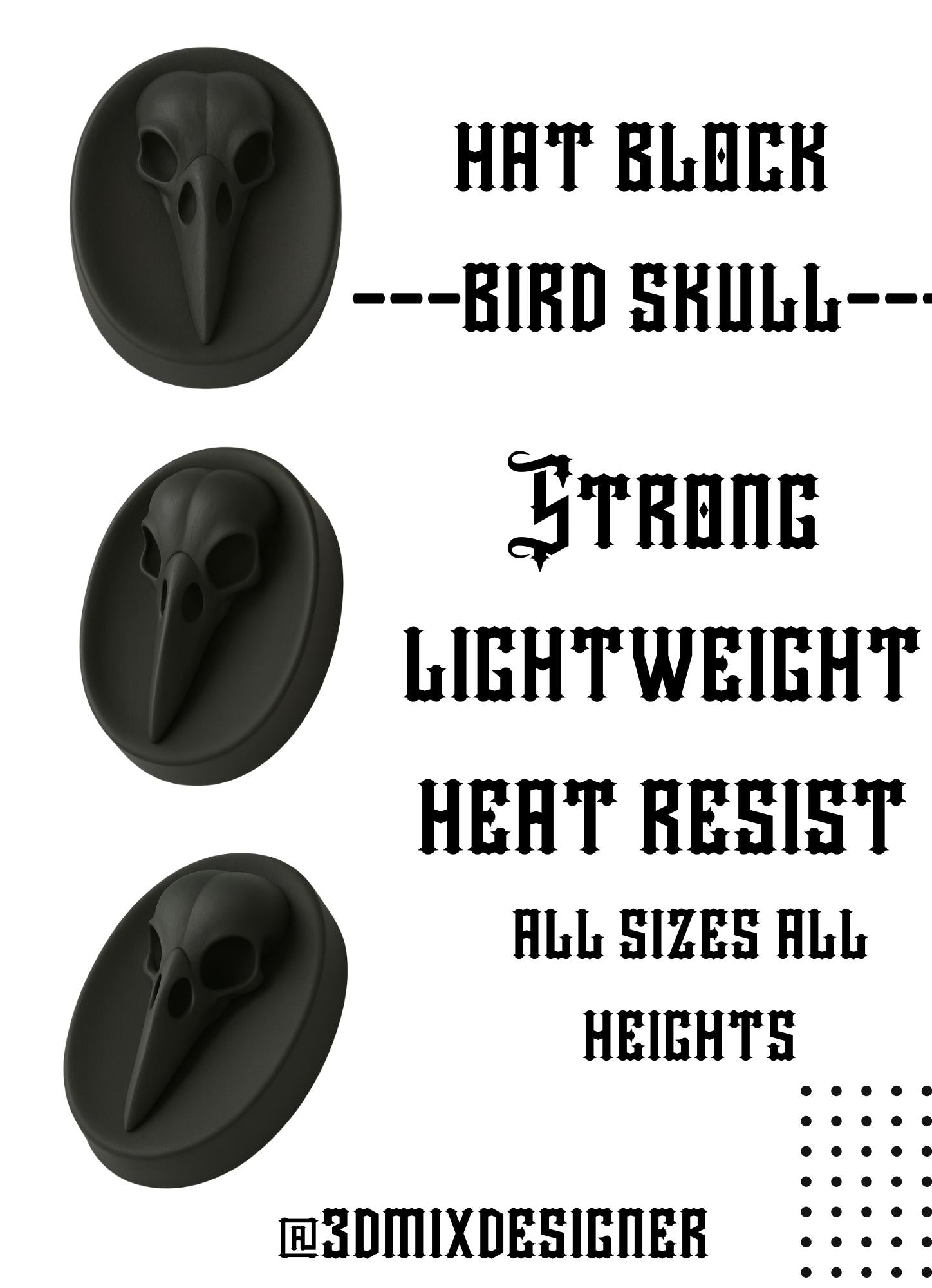 Hat Skull bird Style Forme Artigianali per Cappelli Unici e Personalizzati hat block
