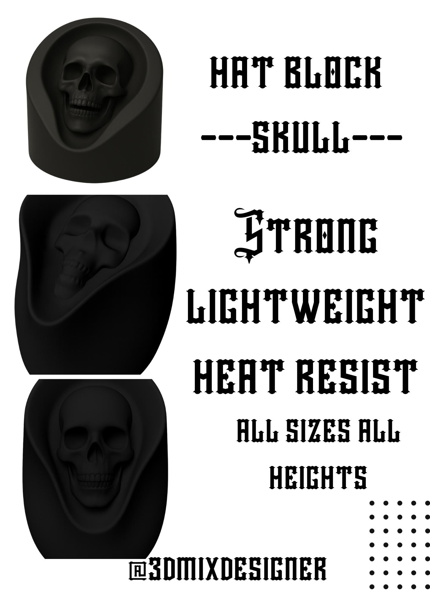 Hat block Skull Style Forme Artigianali per Cappelli Unici e Personalizzati hat block