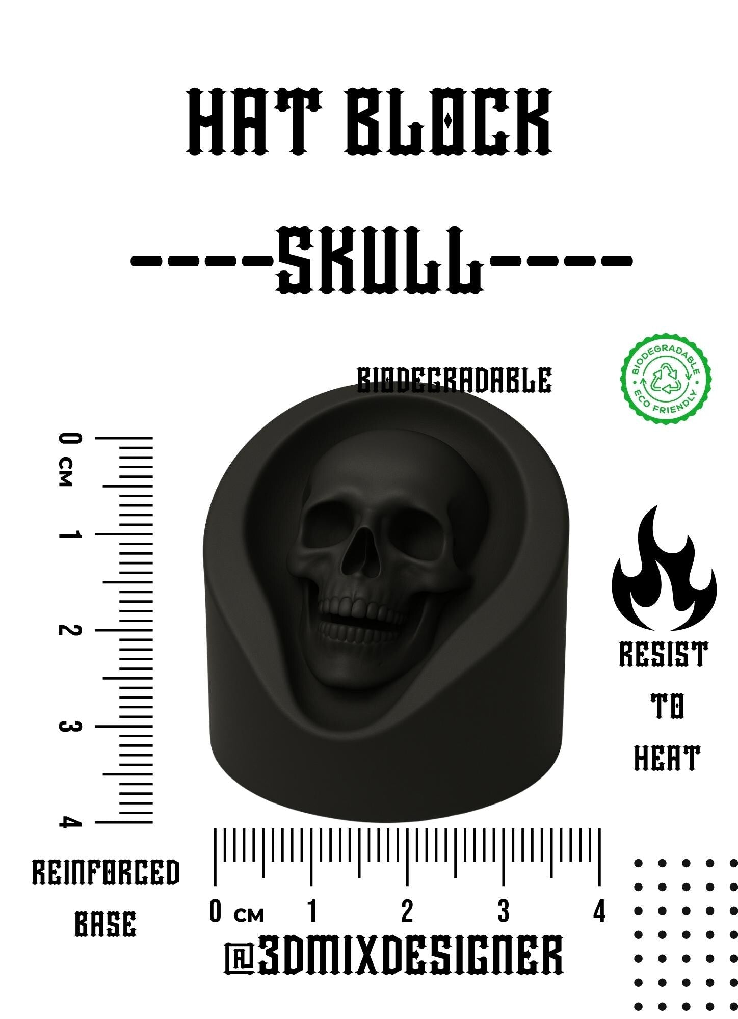 Hat block Skull Style Forme Artigianali per Cappelli Unici e Personalizzati hat block