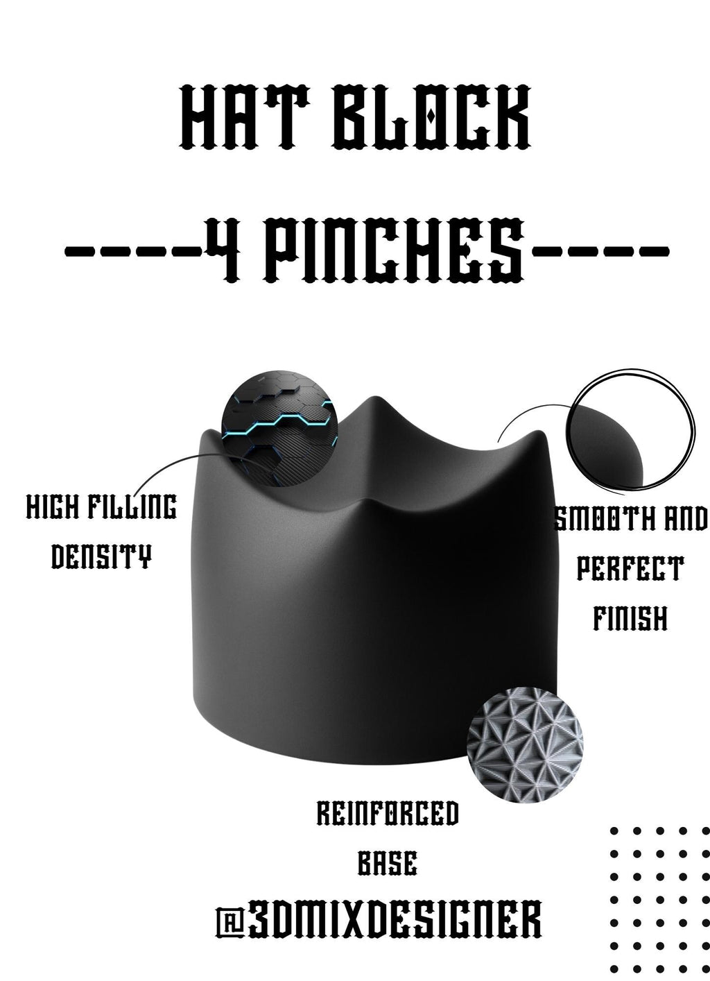 Mad hatter 4 pinches Forme Artigianali per Cappelli Unici e Personalizzati hat block