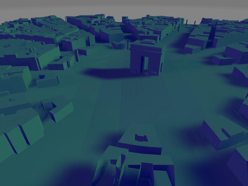 Modello 3D del Quartiere Champs-Élysées e Arc de Triomphe per stampa artistica | File digitale ad alta definizione per decorazioni murali
