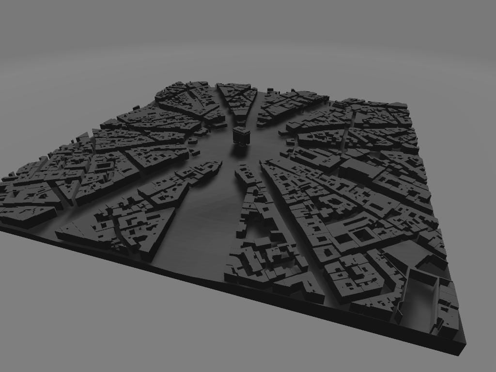 Modello 3D del Quartiere Champs-Élysées e Arc de Triomphe per stampa artistica | File digitale ad alta definizione per decorazioni murali