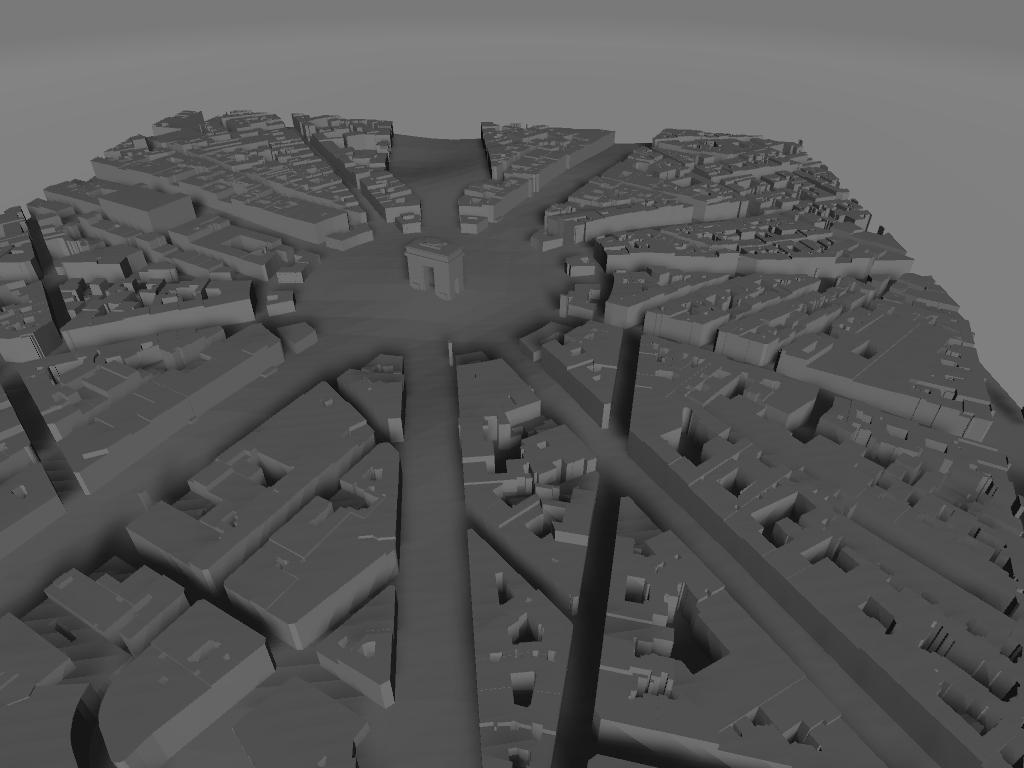 Modello 3D del Quartiere Champs-Élysées e Arc de Triomphe per stampa artistica | File digitale ad alta definizione per decorazioni murali