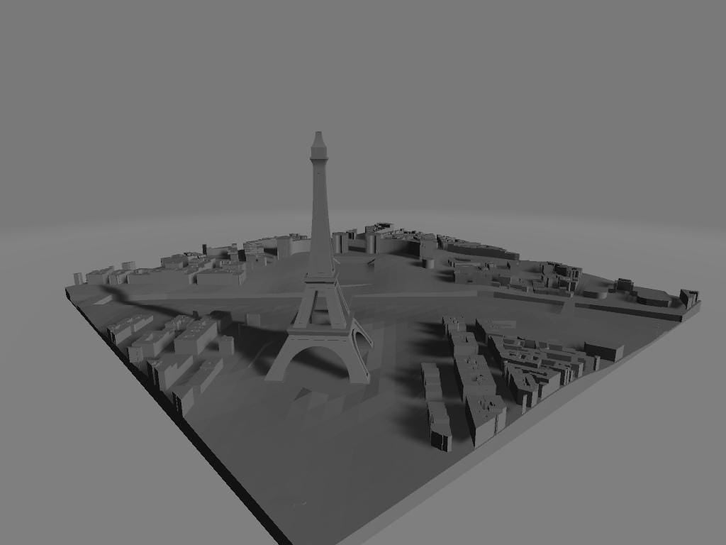 Modello 3D della città Parigi stampa murale artistica File digitale ad altissima risoluzione per decorazioni uniche attraverso la stampa 3d