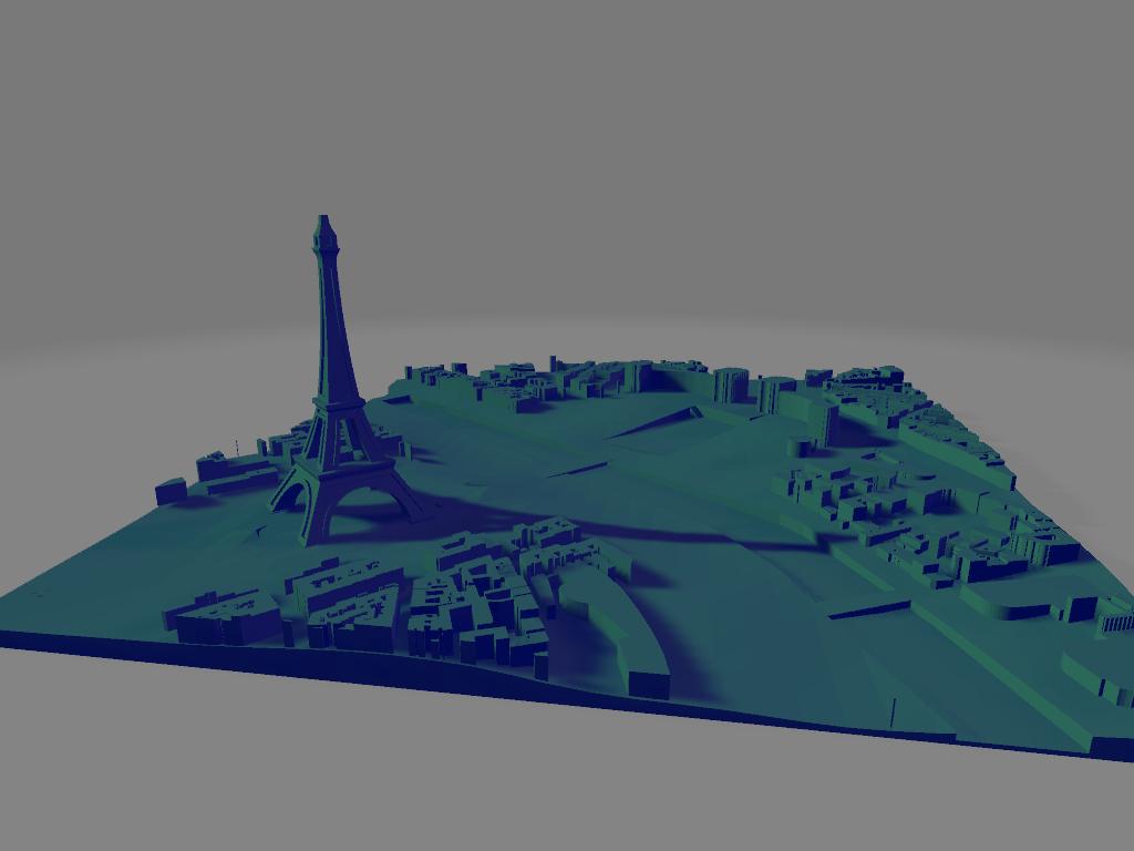 Modello 3D della città Parigi stampa murale artistica File digitale ad altissima risoluzione per decorazioni uniche attraverso la stampa 3d