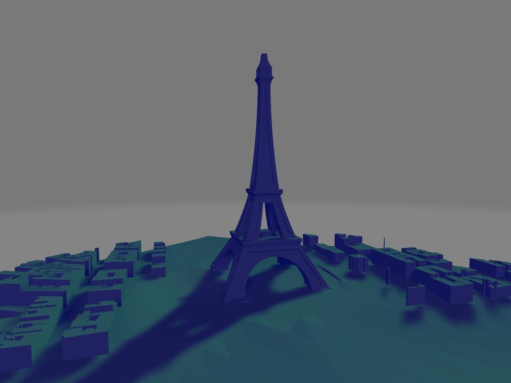Modello 3D della città Parigi stampa murale artistica File digitale ad altissima risoluzione per decorazioni uniche attraverso la stampa 3d