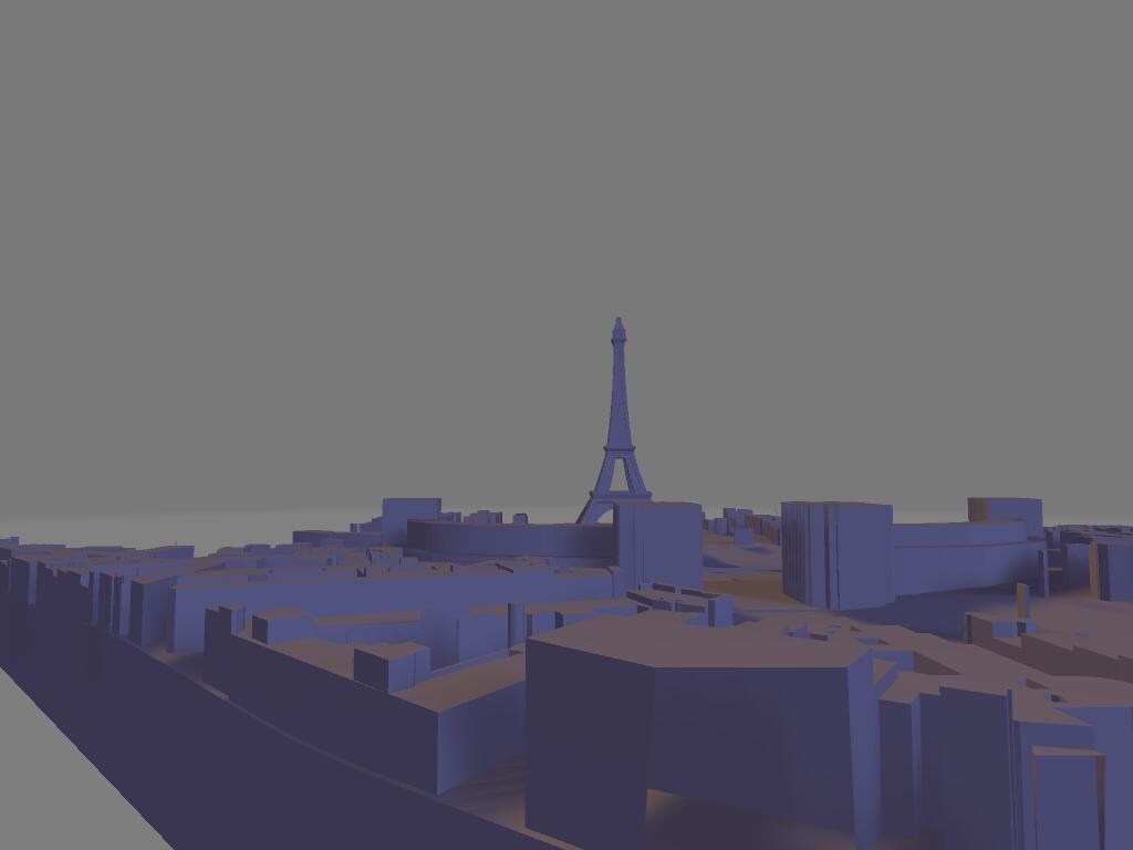 Modello 3D della città Parigi stampa murale artistica File digitale ad altissima risoluzione per decorazioni uniche attraverso la stampa 3d