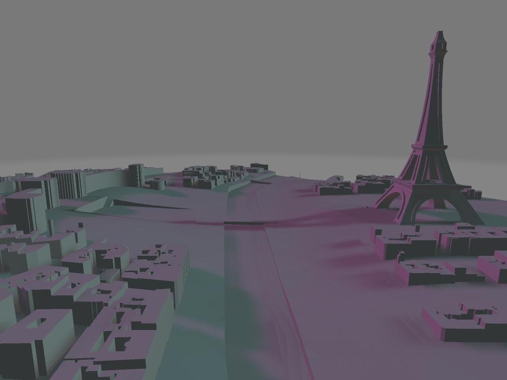 Modello 3D della città Parigi stampa murale artistica File digitale ad altissima risoluzione per decorazioni uniche attraverso la stampa 3d