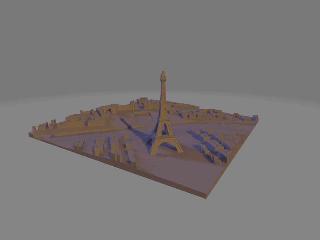 Modello 3D della città Parigi stampa murale artistica File digitale ad altissima risoluzione per decorazioni uniche attraverso la stampa 3d