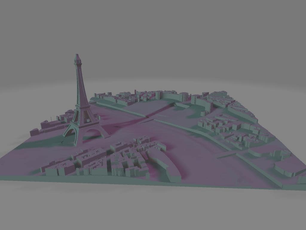 Modello 3D della città Parigi stampa murale artistica File digitale ad altissima risoluzione per decorazioni uniche attraverso la stampa 3d