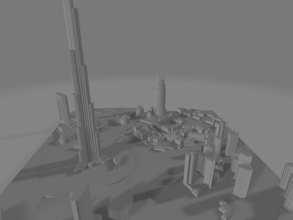 Modello 3D della città di Dubai per stampa murale moderna | File digitale ad alta risoluzione per decorazioni di design