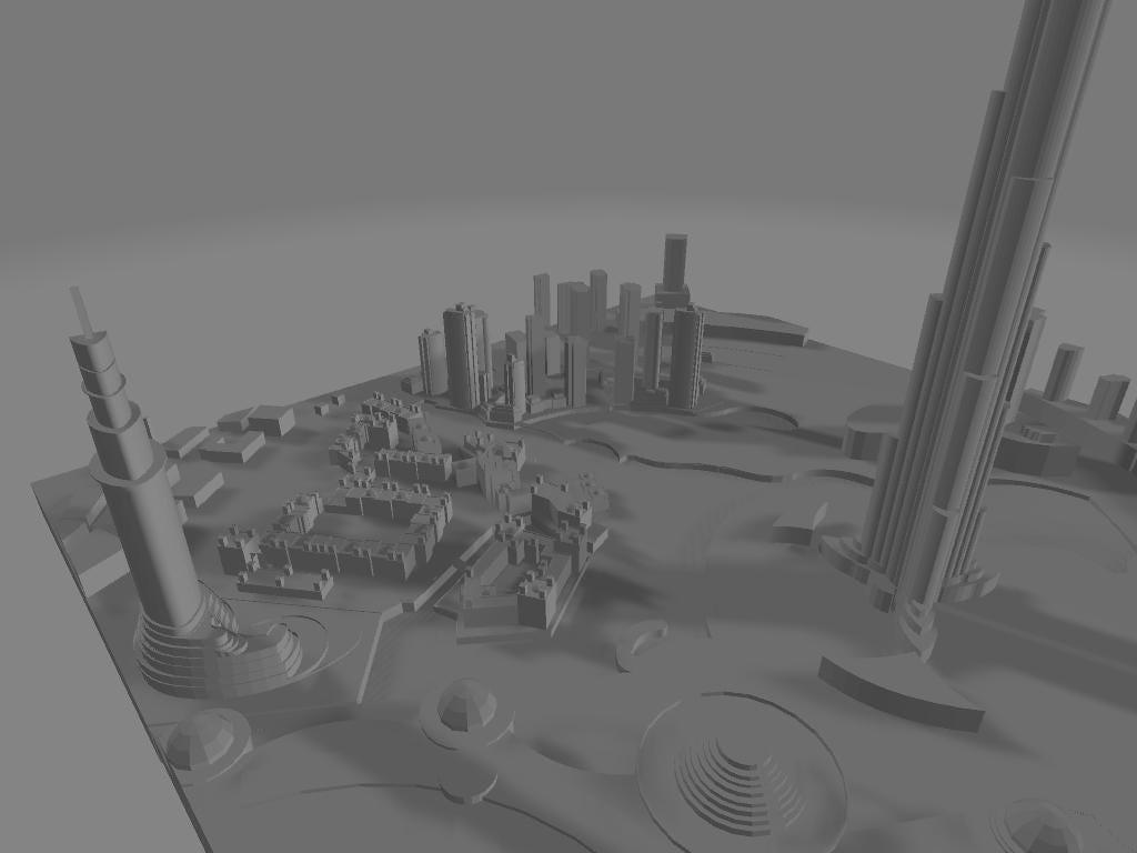 Modello 3D della città di Dubai per stampa murale moderna | File digitale ad alta risoluzione per decorazioni di design