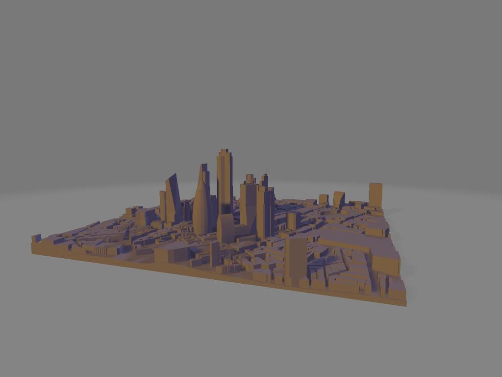 Modello 3D realistico della città di Londra per stampa artistica |l File digitale ad alta definizione per decorazioni da parete.