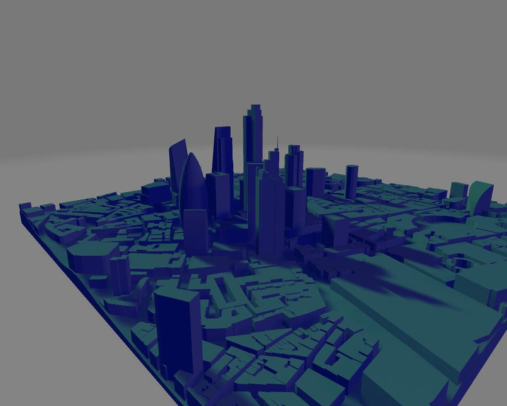 Modello 3D realistico della città di Londra per stampa artistica |l File digitale ad alta definizione per decorazioni da parete.