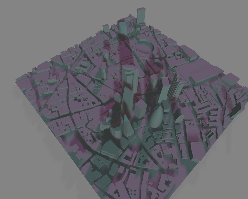 Modello 3D realistico della città di Londra per stampa artistica |l File digitale ad alta definizione per decorazioni da parete.