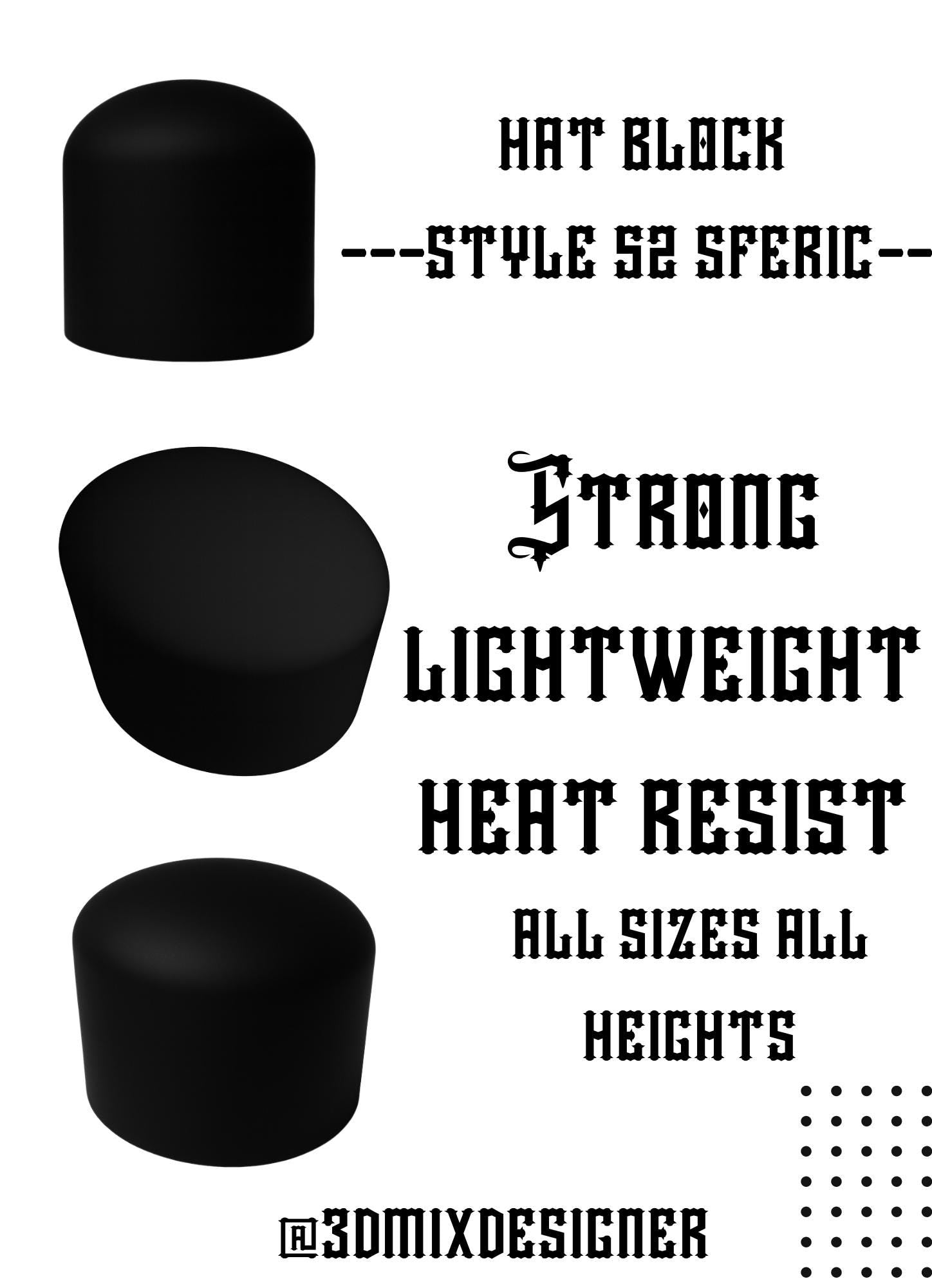 Pack di 5 Hat Blocks 56-58-59-60-62 – Stampati in 3D, Altezza Personalizzabile (12-23 cm) – Millinery Tool Handmade in Italy” all hat.