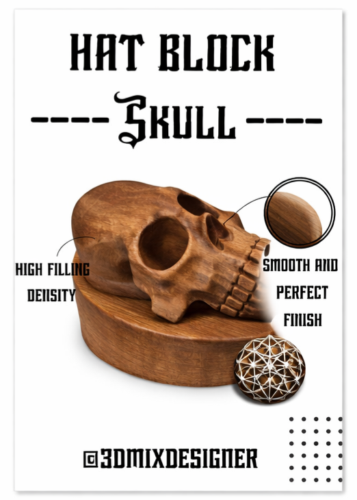 Hat Block Skull Style professionale per modisteria e creazione cappelli