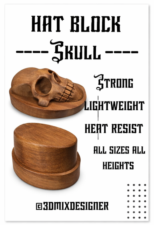 Hat Block Skull Style professionale per modisteria e creazione cappelli