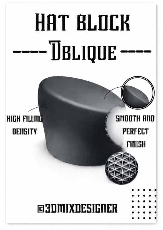 Blocco per Cappelli Stampato in 3D - Disponibile in Tutte le Misure (55-64) e Altezze fino a 23 cm Modelli open crow, fedora, cowboy,porkpie